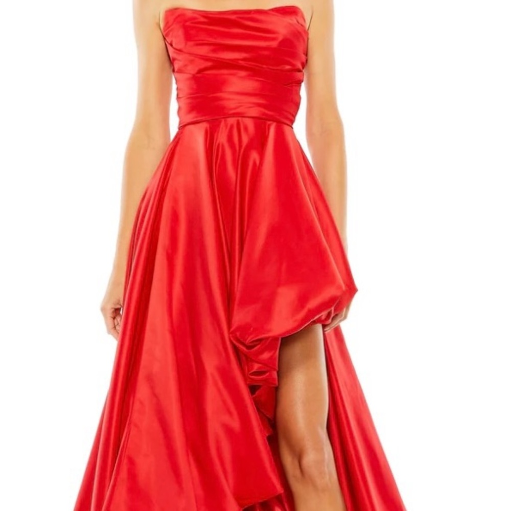 Mac Duggal Red Strapless Formal Gown